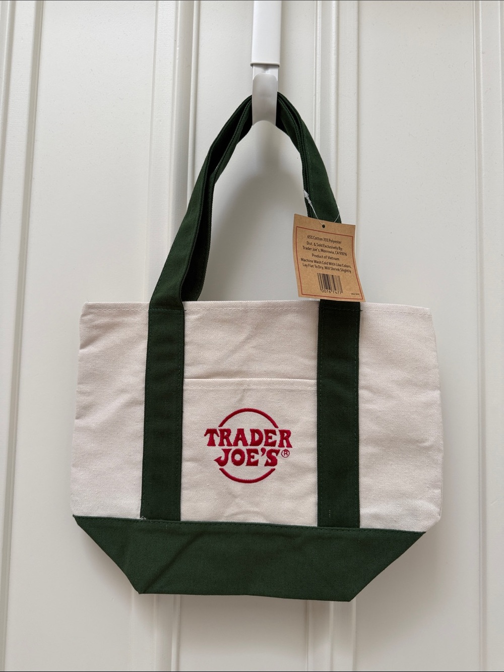 NWT Trader Joe’s Green  Mini Canvas Tote Bag
